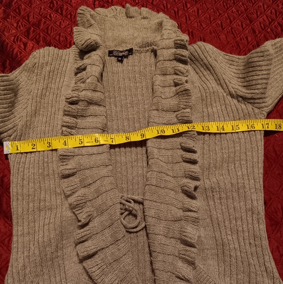 Elisabetta Collection Made In Italy Knit Sweater Ruffle SzM Mocha Mohair/Wool - Picture 6 of 8